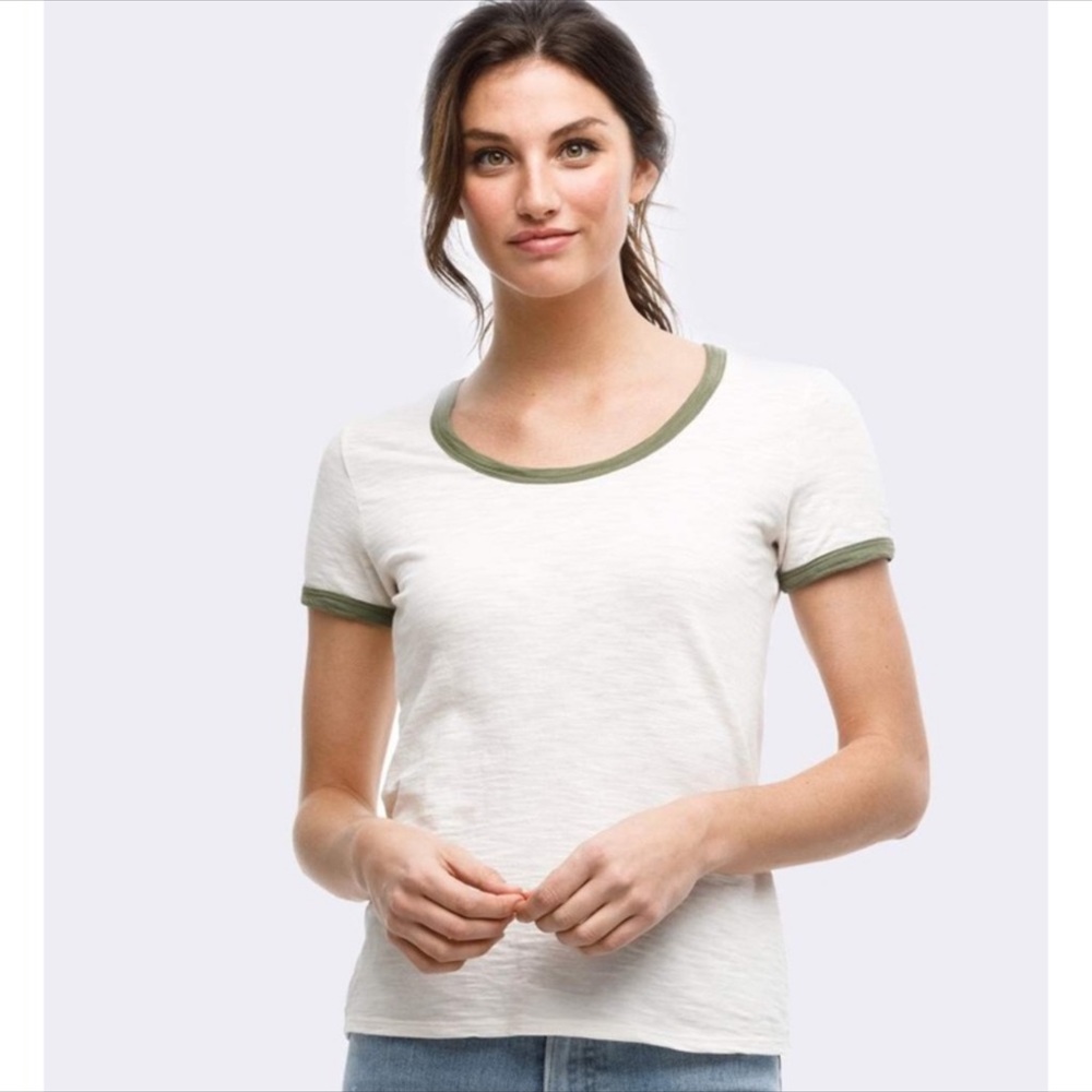 Able Carolina Ringer Tee in Cream & Eggplant